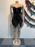 Beaded Mesh See-through Splicing Mini Dress NY-3120
