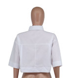 Solid Color 3/4 Sleeve Short Shirt XHXF-962