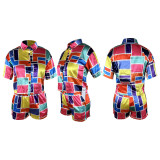 Casual Print Short Sleeve Shirt And Short 2 Piece Set TE-4598