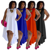 Plus Size Sleeveless Loose Casual Dress NNWF-3042