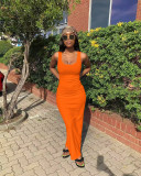 Sexy Rib Solid Color Sleeveless Vest Dress YD-8800