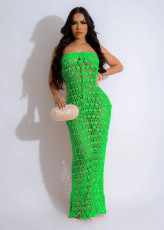 Knitted One-Shoulder Hollow Out Sequin Beach Dress TR-1293