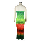Print Wrap Chest Slim Nightclub Dress E-4663