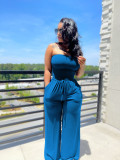 Sexy Solid Color Wrap Chest Wide Leg Jumpsuit ANDF-AD0605