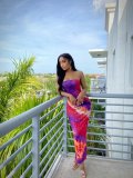 Sexy Print Wrap Chest Tight Maxi Dress QYXZ-9910