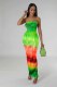 Print Wrap Chest Slim Nightclub Dress E-4663