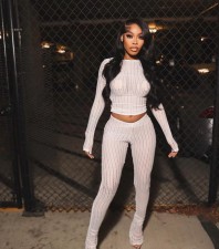 Hollow Out Long Sleeve Pants Two Piece Set GBGF-1150290