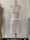 Sexy Knit Halter Backles Tie Up 2 Piece Skirts Set OSM-4452