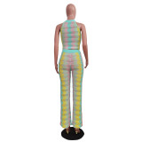 Sleeveless Knits Tops Wide Leg Pants 2 Piece Set TR-1297