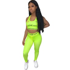 Skinny Fit Sports Trendy Tank Top Pants Suit HNIF-125