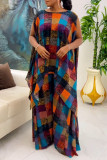 Fashion Print Shawls Tops And Wide Leg Pants 2 Piece Set NY-10732