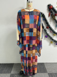 Fashion Print Shawls Tops And Wide Leg Pants 2 Piece Set NY-10732