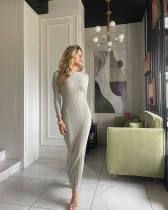 Long Sleeve Knits Slim Maxi Dress GFQS-DCL074