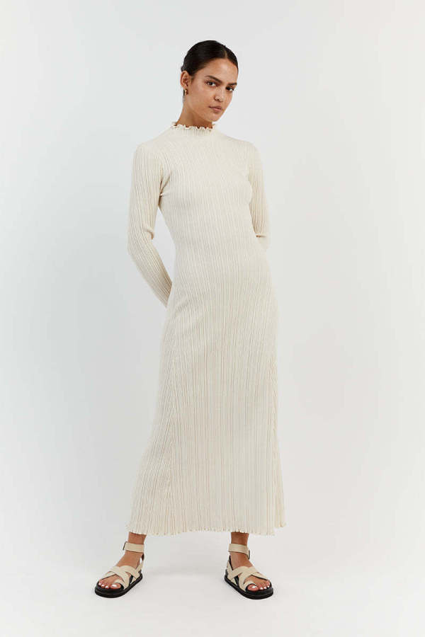 Casual Long Sleeve Knits Maxi Dress GFQS-4059