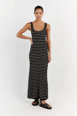 Stripe Print Knits Sleeveless Maxi Dress GFQS-1378