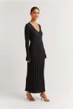 Fashion Knits V Neck Long Sleeve Maxi Dress GFQS-0728-1