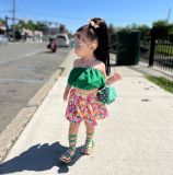 Kids Girls's Wrap Chest Tops And Floral Shorts 2 Piece Set GYAY-M8066 