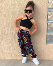 Kids Girl's Halter Vest And Print Pants Set GYAY-M8005 