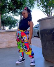 Kids Girl's Fashion Cartoon Graffiti Sleeveless Pants Set GYAY-M8088 