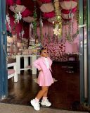 Kids Girl's Long Sleeve Cardigan Coat Pleated Skirt Set GYAY-M8049