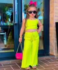 Kids Girl's Sleeveless Vest And Wide Leg Pants 2 Piece Set GYAY-M8024 