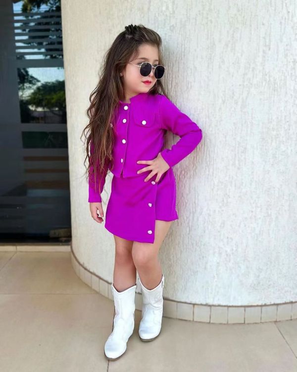 Kids Girl's Long Sleeve Coat And Irregular Skirt 2 Piece Set GYAY-M8071 