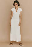 Short Sleeve Lapel Knits Maxi Dress GFQS-1220