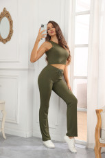 Sleeveless Solid Color Tank Tops 2 Piece Pants Set SSNF-211436