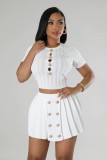 Short Sleeve Knits Sport Two Piece Skirts Set OSM-4411