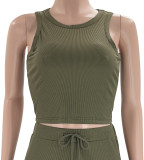 Sleeveless Solid Color Tank Tops 2 Piece Pants Set SSNF-211436