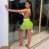 Mesh Sequin Two Piece Skirt Set (With Panties)  TE-4667
