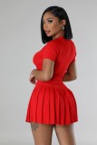 Short Sleeve Knits Sport Two Piece Skirts Set OSM-4411