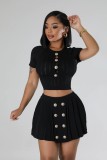 Short Sleeve Knits Sport Two Piece Skirts Set OSM-4411