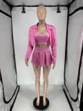 Solid Color Long Sleeve Vest 3 Piece Skirts Set QXLB-10076