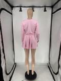 Long Sleeve Backless Tops And Pleated Skirt 2 Piece Set QXLB-10080