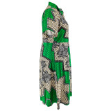 Plus Size Print Short Sleeve Maxi Dress GDAM-102