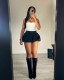 Solid Color Mini Pleated Bubble Skirt QXLB-10100