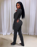 Tassel Knit Hollow Out Split Jumpsuit ZSD-0310