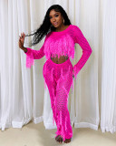 Tassel Knit Hollow Out Split Jumpsuit ZSD-0310