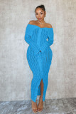 One Shoulder Long Sleeve Wave Pattern Maxi Dress ZSD-0654