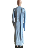 Solid Color Long Sleeve Maxi Dress LS-0405