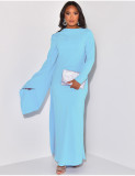 Solid Color Long Sleeve Maxi Dress LS-0405