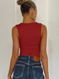 Casual Solid Color Skinny Bottom Shirt Top MZ-001