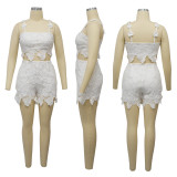 Sexy Sling Lace Two Piece Shorts Set YF-10703