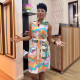 Printed Sleeveless Tie Up Small V-Neck Dress NY-10756