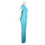 Casual Short Sleeve Solid Sport Two Piece Pants Set AIL-272