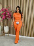 Casual Short Sleeve Solid Sport Two Piece Pants Set AIL-272