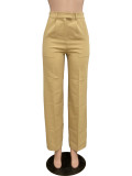High Waist Solid Color Straight Pant QODY-6012