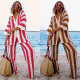 Stripe Sweater Loose Two Piece Pants Set FSXF-572