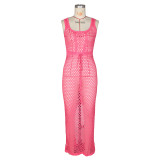 Lace-up Mesh Knit Beach Maxi Dress ZSD-0311